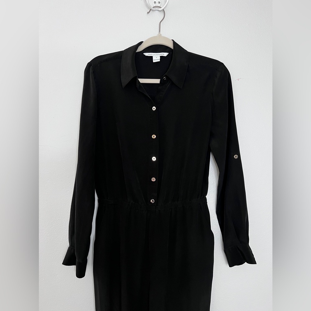 Diane Von Furstenberg black Silk Long Sleeved Jumpsuit - Picture 4 of 14